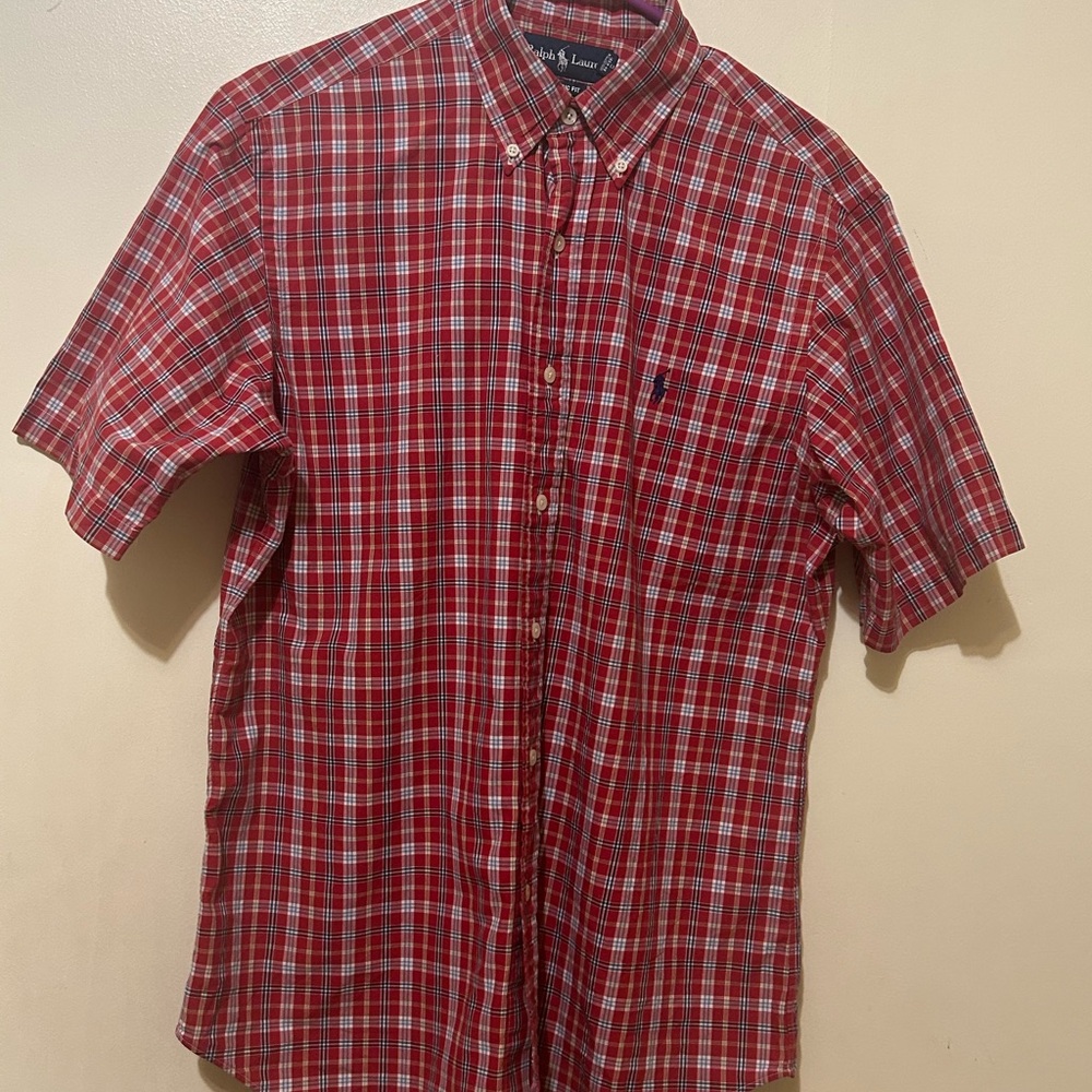 Ralph Lauren Americana Red Plaid Short-Sleeve Button-Down Shirt Sz S
